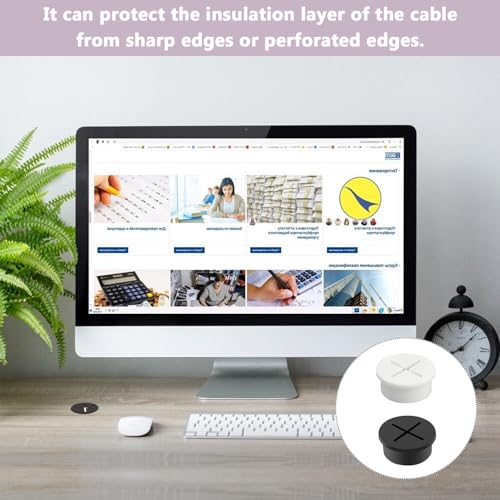 Kabeldurchführung Tisch,12 Stück Flexible Silikon Kabeldurchlass 25mm Schreibtisch Kabeldurchführung,Kabeldurchführung Weiß und Schwarz mit 1 Bohrer für Schreibtisch Schule Büro Zuhause