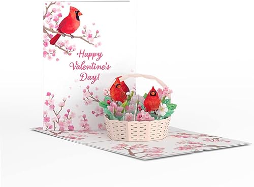 Lovepop Tarjeta desplegable de cesta de cerezo de San Valentín, 5 x 7 pulgadas, tarjeta de feliz día de San Valentín, tarjeta de felicitación 3D