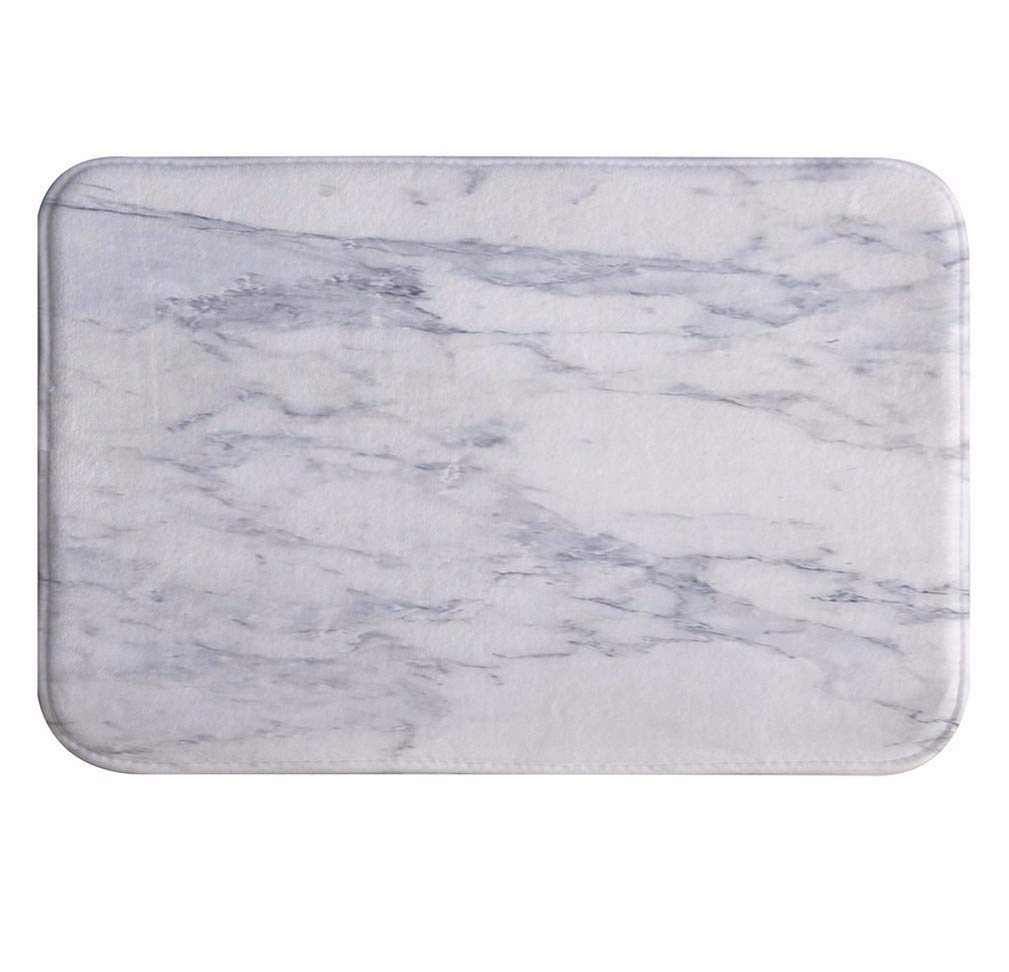 A.Monamour White Marble Stone White Tiles Marble Texture Background Print Absorbent Flannel Memory Foam Washable Anti-Skid Bath Rugs Bathroom Mat Runner Rugs Area Rugs Door Mat 40x60cm/15.7"x23.6"