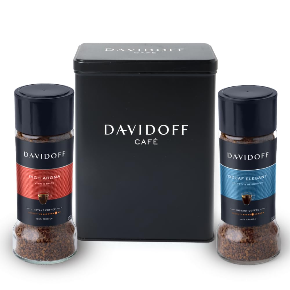 Davidoff Instant Coffee - Premium Gift Pack Tin - Rich Aroma,100g and Decaf Elegant, 100g, Instant Coffee, Granules.-picture-27