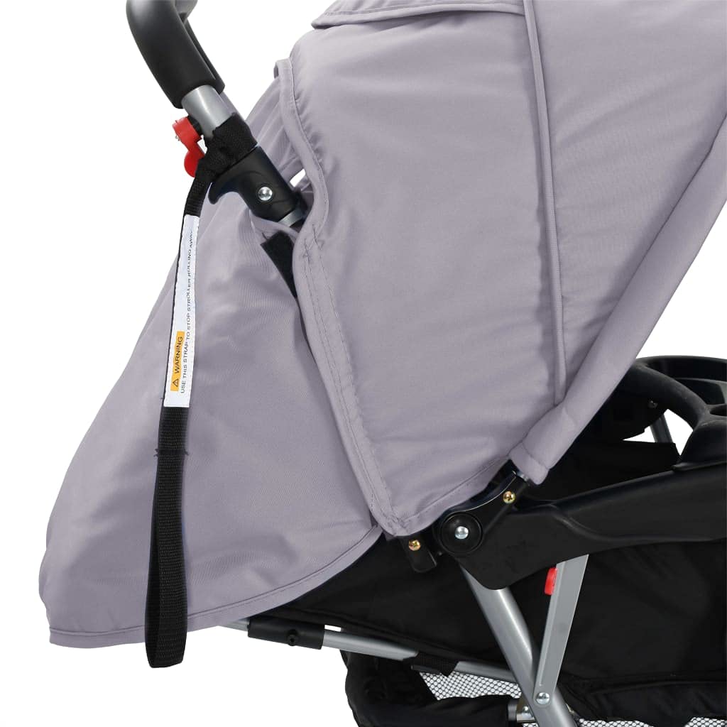 Poussette Double, Poussette pour Jumeaux Pliable Poussette à deux places acier gris et noir