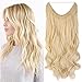 Produktbild Haarteil Extensions 1 Tresse günstig Haarverlängerung Synthetische mit Draht Haarextensions für Haarverdichtung Gewellt Hair 20"(50cm)-90g Hell-Lichtblond