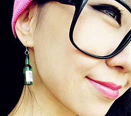 CutieJewelry For Women Girls Cute Beer Bottle Soju Pub Party Special Occassion Unique Bottle Dangle Earrings (Green) - Image 3