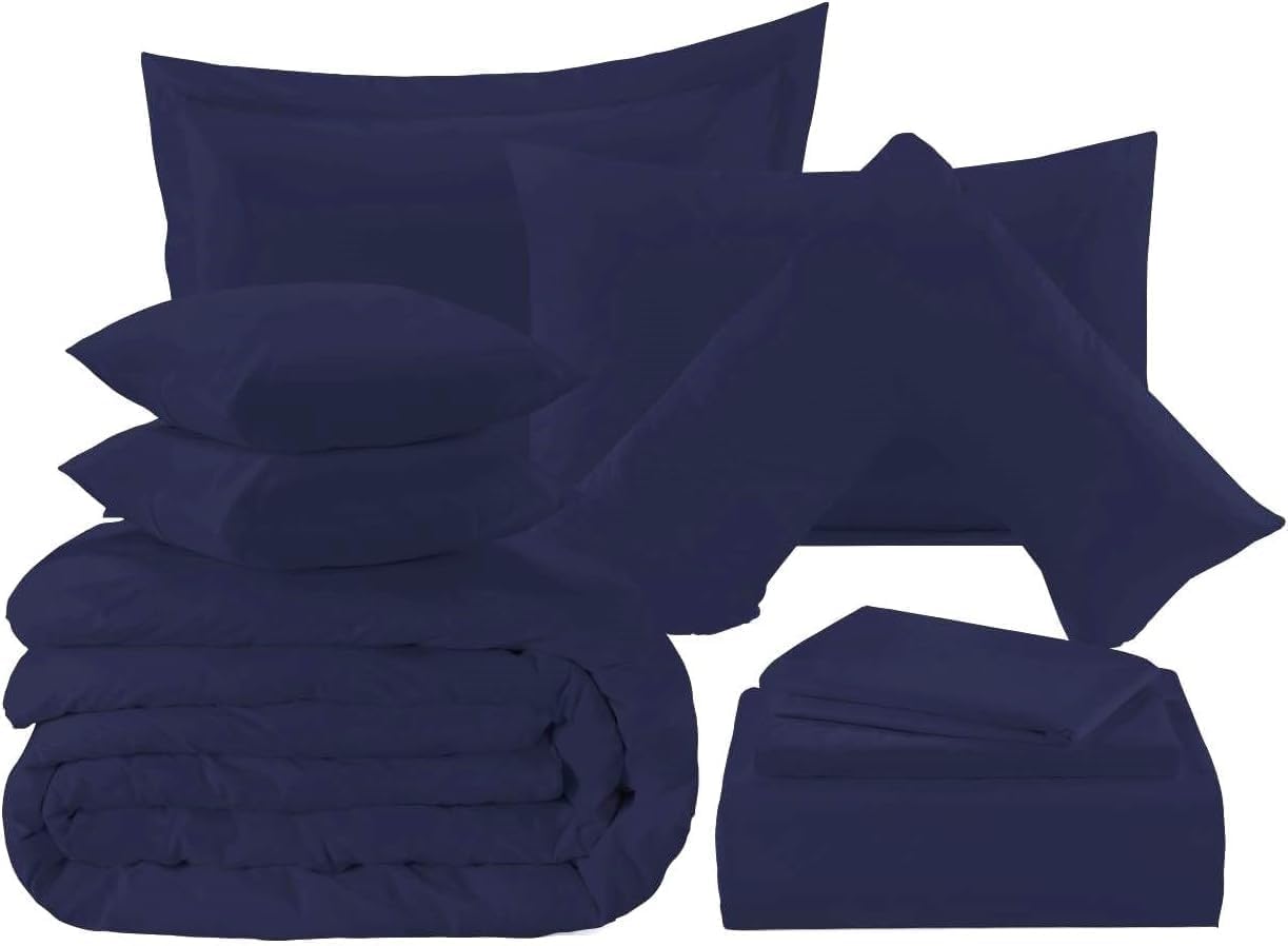 London Dream Non Iron Navy Single Flat Sheet, Percale Super Poly Cotton Top Sheets (Navy, Single)