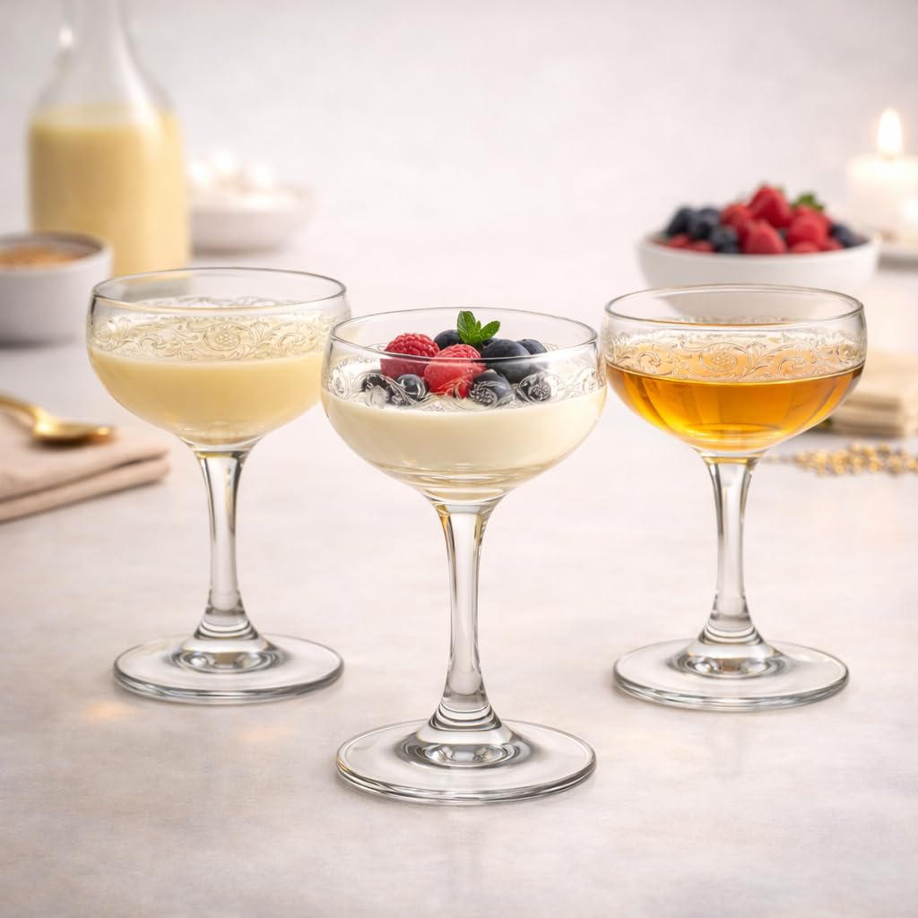 Likörgläser Mit Stiel (6er Set) – Eierlikör Gläser & Likörschalen flach – 75ml Kristall Glas Schnapsgläser Mit Stiel – Elegante Likör Gläser für Eierlikör & Dessert