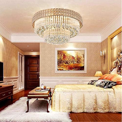 Miniatura 8 de Moderno candelabro de cristal K9 de montaje empotrado, lámpara colgante para sala de estar, bar, tienda (diámetro de 23.6 pulgadas)