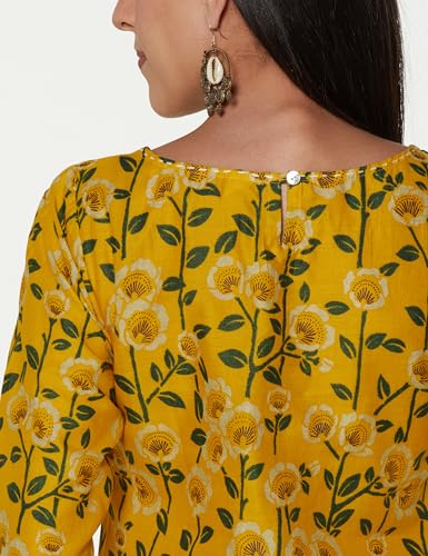 Image of BIBA Women Cotton Regular Fit Straight Printed Kurta
