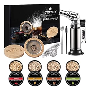 Cocktail Smoker Kit, Mens Gift, Whiskey Smoker Kit with Torch, 4 Flavors Wood Chips Old Fashioned Cocktail Kit, Bourbon Whiskey Gifts for Father, Dad and Husband