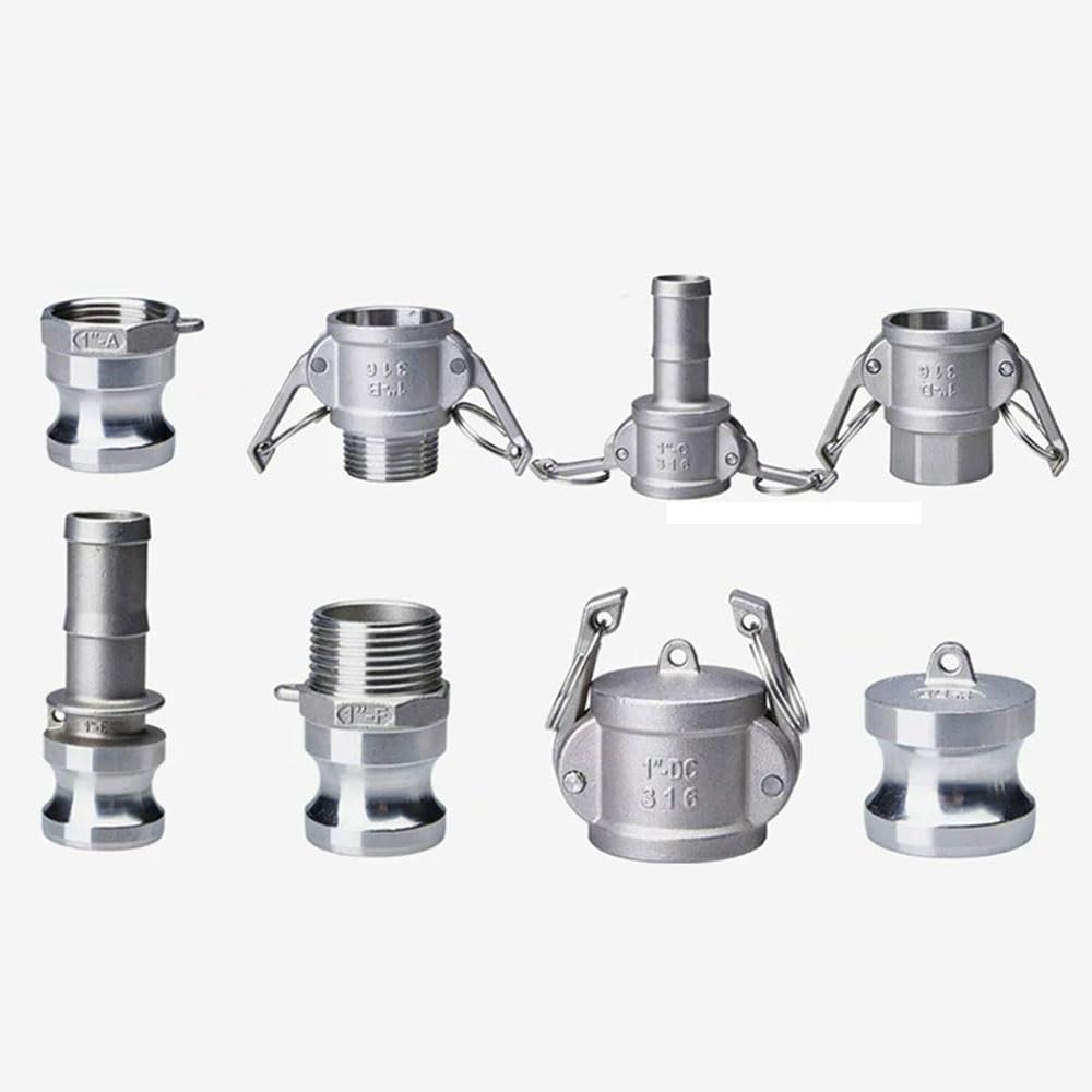 Camlock Fitting, BSPT 1/2" 3/4" 1" 1-1/4" 1-1/2" 2" SS304 Stainless Steel Homebrew Camlock Fitting Adapter Barb Camlock Quick Disconnect 1PC (Color : E Type, Size : 1")
