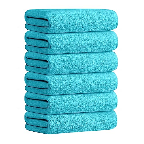 Image of JML Microfiber Bath Towels, 6 Pack, 30 inch x 60 inch, Aquamarine