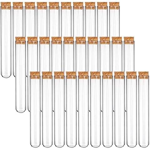 DEPEPE 30pcs 13ml Glass Test Tubes with Cork Stoppers, 15x100mm Small Clear Glass Test Tubes for Scientific Experiments, Plant Propagation and Holiday Gifts Cover