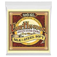 Earthwood Silk and Steel acoustic guitar strings soften tone and touch for a warm sound and comfortable feel. Discreetly nestled between the tin-plated, high-carbon steel core and the shiny gold wrappings of 80/20 bronze, lies a delicate layer of sil...