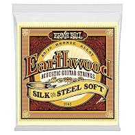 Earthwood Silk and Steel acoustic guitar strings soften tone and touch for a warm sound and comfortable feel. Discreetly nestled between the tin-plated, high-carbon steel core and the shiny gold wrappings of 80/20 bronze, lies a delicate layer of sil...