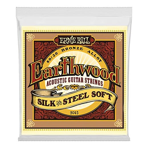 Ernie Ball Earthwood Silk and Steel Soft - Cuerdas para guitarra acústica, bronce 80/20, seda y acero, calibre 11-52