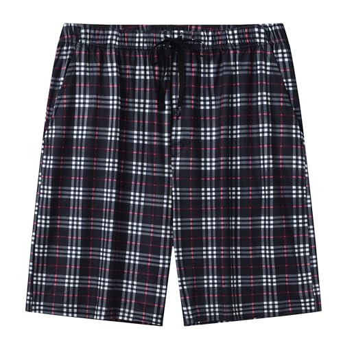 Image of MoFiz Men's Sleepwear Shorts Pajama Bottom Lounge Short Plaid Button Open Fly 3Pack