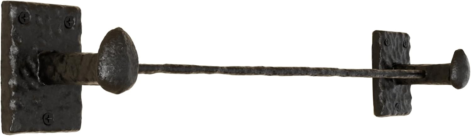 Rustic State Motris Cast Iron Towel Bar with Hammered Effect Texture for Bathroom and Kitchen - Railroad Spike Industrial Design Hand Towel Rail Holder Hanger Rack - Black