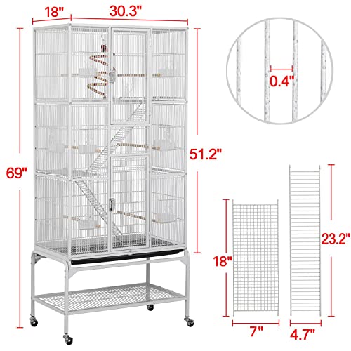 Yaheetech YT-00111158 69-Inch Extra Large Wrought Animal Cage Metal 3 Levels Small Animal Cage W/Cross Shelves And Ladders thumb #2