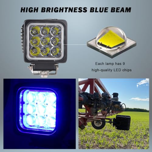Hooma 27W Blaulicht Led Arbeitsscheinwerfer Blau 12v für Bauernhof Sprayer 2160 Lumen IP67 wasserdicht