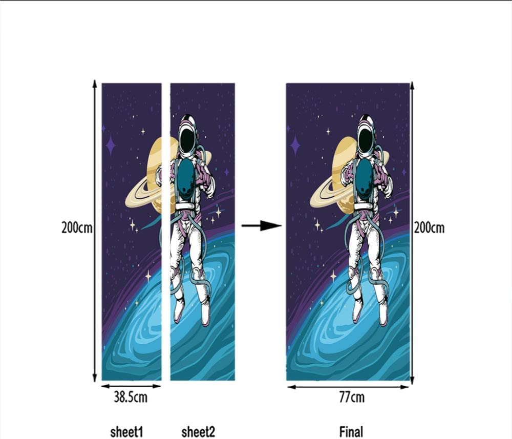 Adesivi Per Porte 3D, Astronauta Spaziale 77X200 Cm Carta