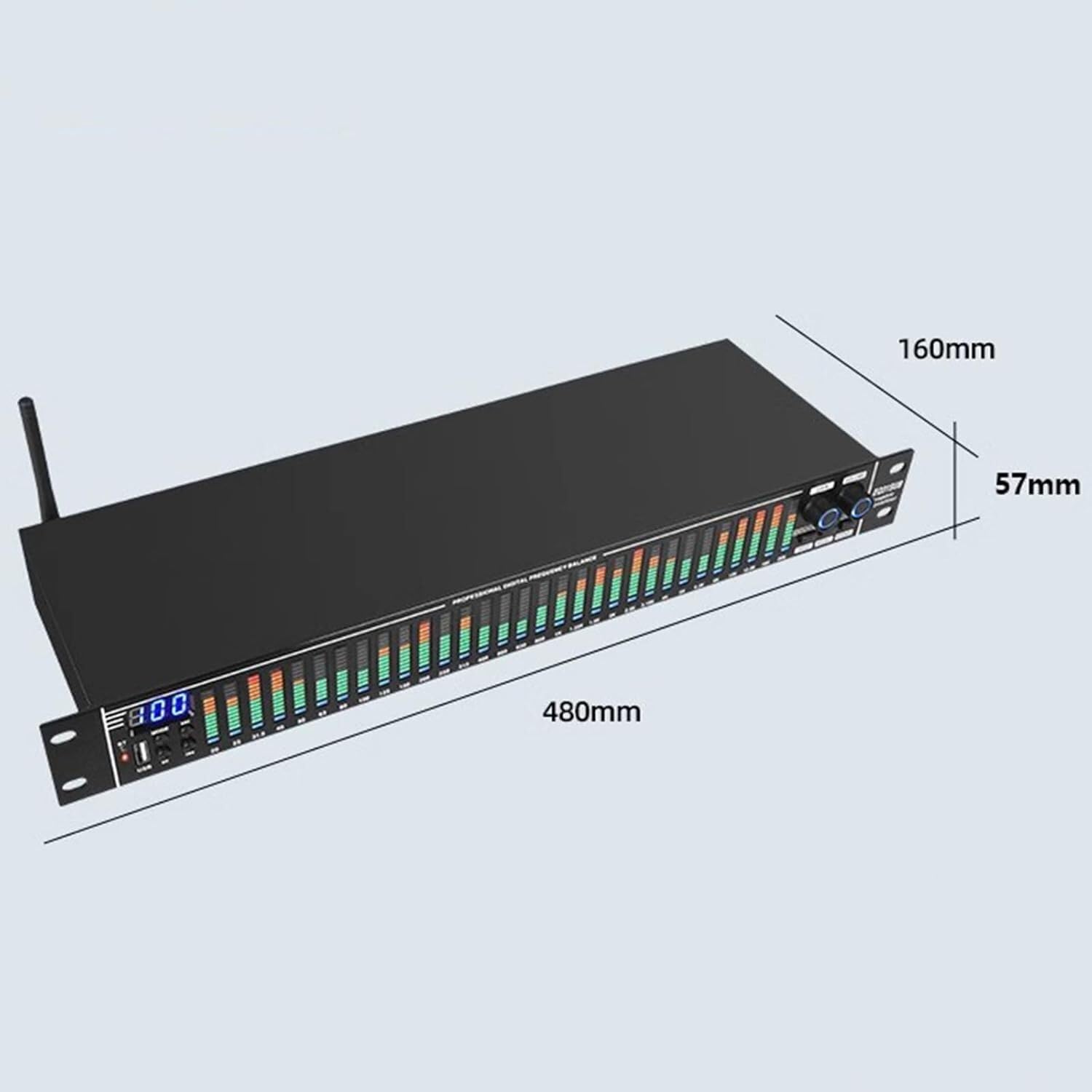 Procesador de Audio Ecualizador gráfico estéreo de 31 Bandas, Ecualizador de Audio Digital, con Pantalla de Espectro LED, 10 Efectos preestablecidos, reducción de Ruido