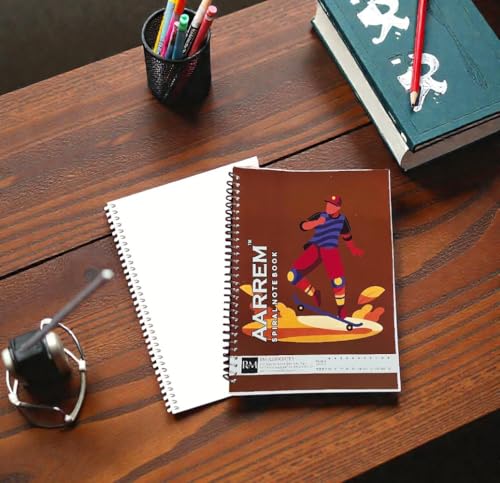 Image of Single Subject Spiral Notebook A4 Size | Unruled | 200 Pages | Attractive Cover Designs | Soft Cover |Notebooks for College Students Pack of 2