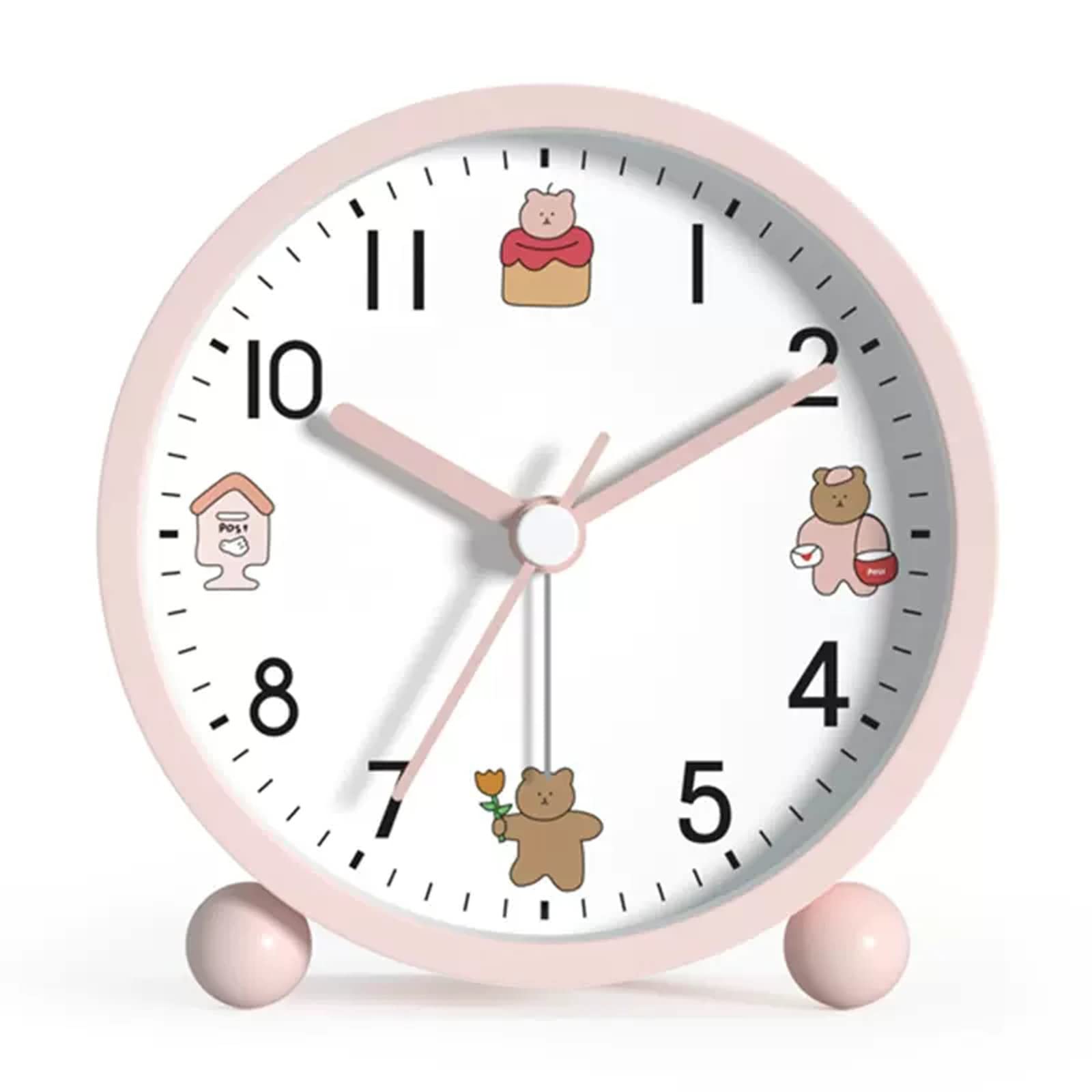 G5z9w3c7m2 Pink Loud Alarm Clocks Alarm Clock 4.3" Bedside Analog For Bedroom Round With Backlight(Pink)
