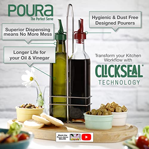 Poura 17oz Vinegar and Olive Oil Bottle Drizzler Set including Caddy 500ml - Image 4