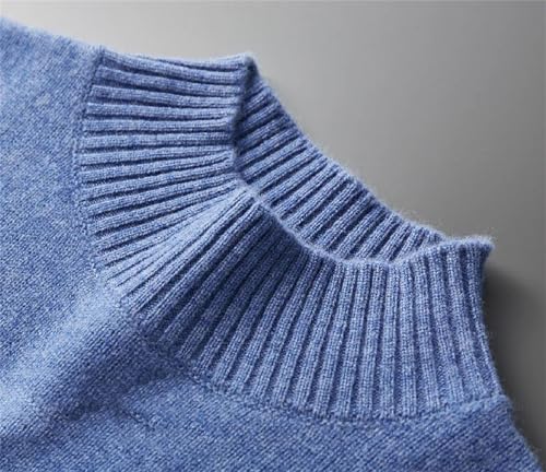 Men's Solid Wool Sweater Mock Neck Thickened Warm Solid Color Pullover Wool Loose Knitted Sweater3