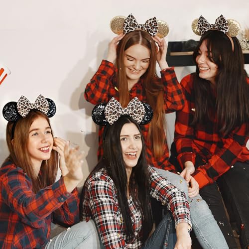 Image of DRESHOW Mouse Ears Bow Headbands Glitter Party Decoration Cosplay Costume for Women