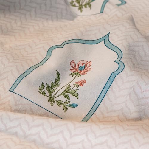 Image of Tranquebar Curtain Co. Window Curtains 5 Feet, 60-65% Room Darkening,Pink Mughal Print, Cotton Curtains for Window, Cotton Curtains 5 Feet Long Set of 2, BackTab Loops,Mehr (152 cm) - Set of 2