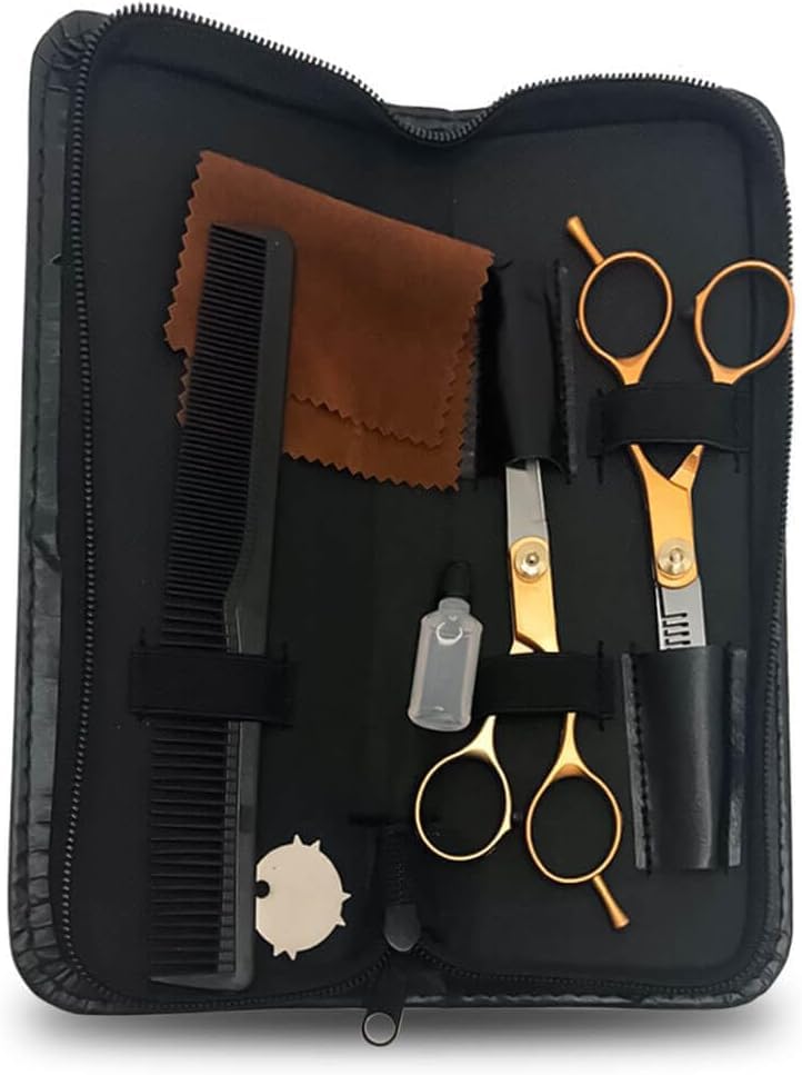 Estojo Kit Corte De Cabelos Tesouras, em duas opções de cores Dourado e Prata (Prata)