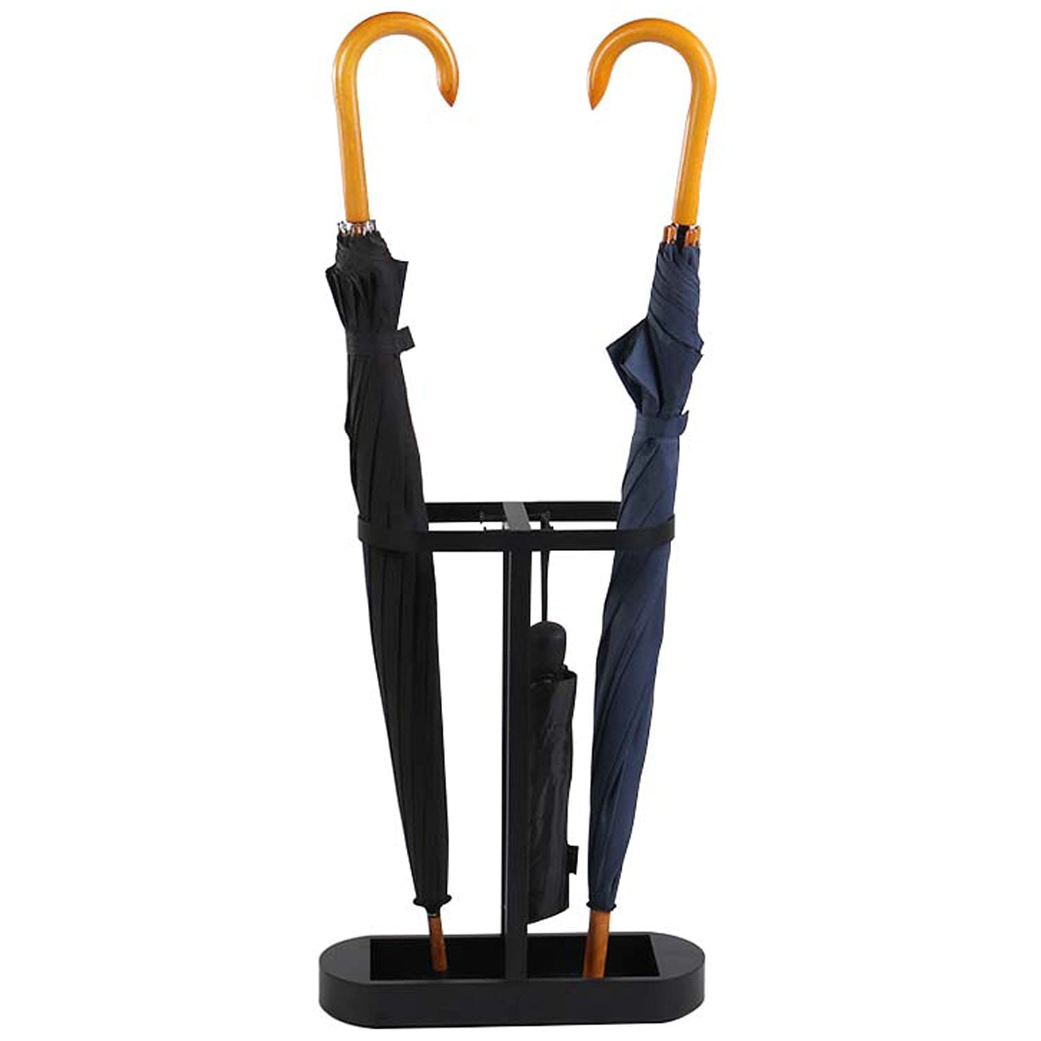 Porte-parapluie ovale en métal DASHADAO avec crochets et bac amovible pour entrée