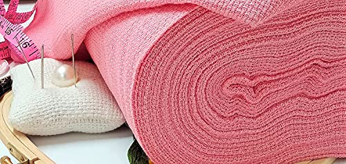 Image of M Fabrics 5 Meters Pink Aida Matty Fabric 8 Count 34 Inch Width | Cotton Cross Stitch Embroidery Cloth Soft Needlework Fabric for Cushion Covers Table Covers Craft Sewing - 5 Meters Pink