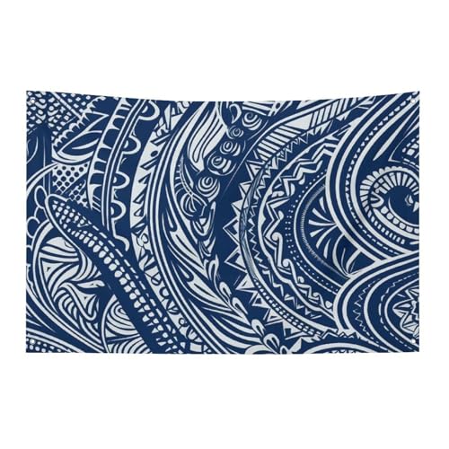 Drapeau de jardin polynésien maori imprimé bleu pour décoration extérieure et intérieure