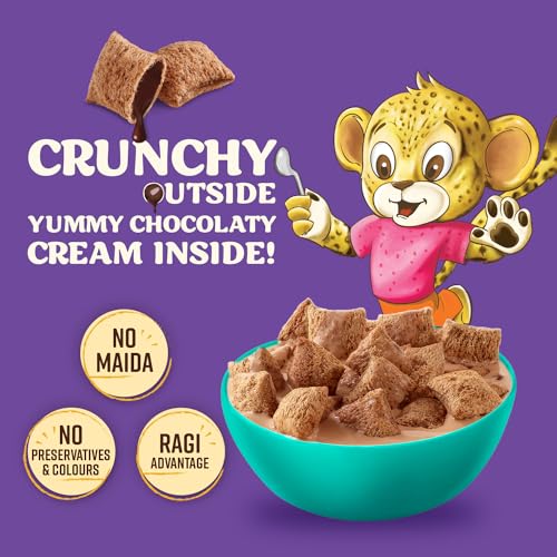 Image of Bagrrys Choco Fills Plus | 5 Grain Goodness | Ragi Advantage | Source of Fibre | Kids Cereal | Choco Fills, 250 g Box