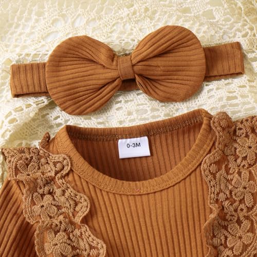 Baby Girl Clothes Fall Winter Outfit Plaid Romper Long Sleeve Dress Lace Ruffles Bodysuit with Bow Headband4