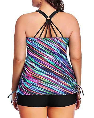 Yonique Women Plus Size Tankini with Shorts Two Piece Bathing Suits Athletic Swimsuits Tummy Control Swimwear3
