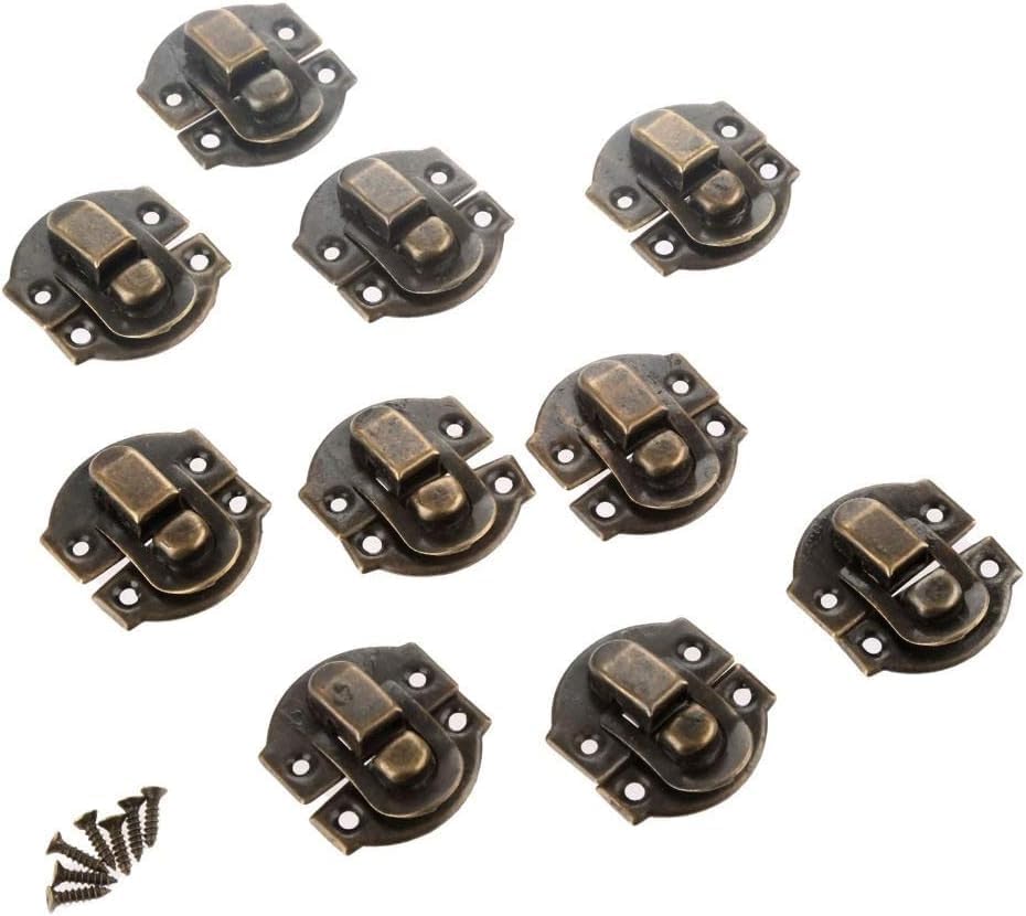 Box Hasps,Hasp,Lock Catch,Suitcase Buck,Toolbox Buckle,10Pcs Antique Gold Box Hasps Iron Lock Catch Latches for Jewelry Chest Box Suitcase Buckle Clip Clasp Vintage Hardware 27 * 29mm,(Gold)