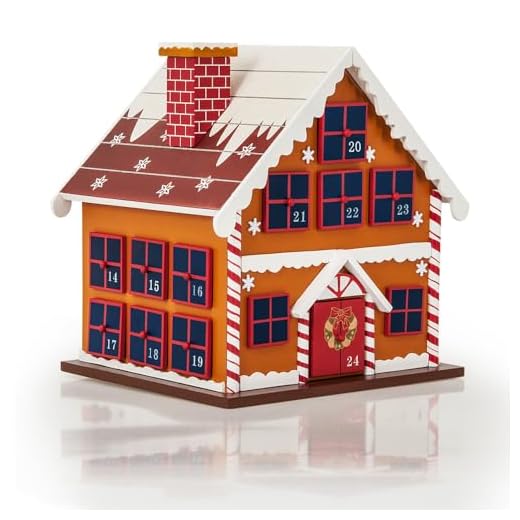 Spielwerk® Calendrier de l'Avent réutilisable 'Maison en Pain d'épices' en bois 24 tiroirs à remplir individuel Noël fêtes