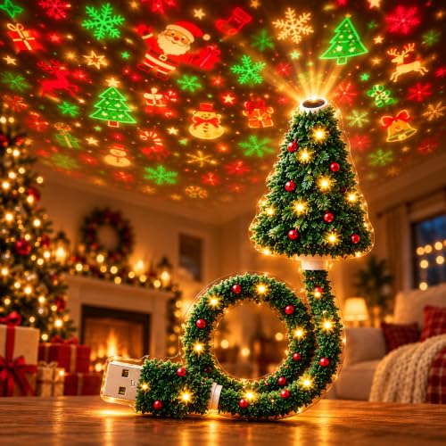 Christmas Projector Lights Indoor USB Plug and Play Holiday HD Night Light - image 1