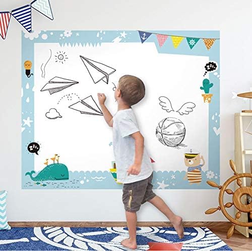 Image of DreamKraft Whiteboard Sticker Roll for Wall (45x200 cm / 1.5x6.5 ft) Self Adhesive, Removable, Waterproof Dry Erase Sheet .Includes Marker for Home, Office, Kids, School Use