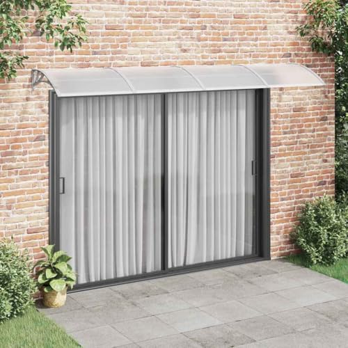 vidaXL T&uuml;rvordach, Vordach f&uuml;r Haust&uuml;r 350x100cm, Haust&uuml;r &Uuml;berdachung Haust&uuml;rvordach, Pultvordach Haust&uuml;rdach Pultbogenvordach, Grau Polycarbonat