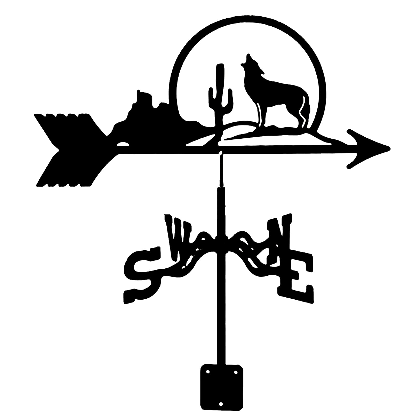 WIQUYBML Stainless Metal Weather Vane Wind Direction Indicator Weathercock for Yard Garden Roof/Wild Wolf/35 * 50Cm