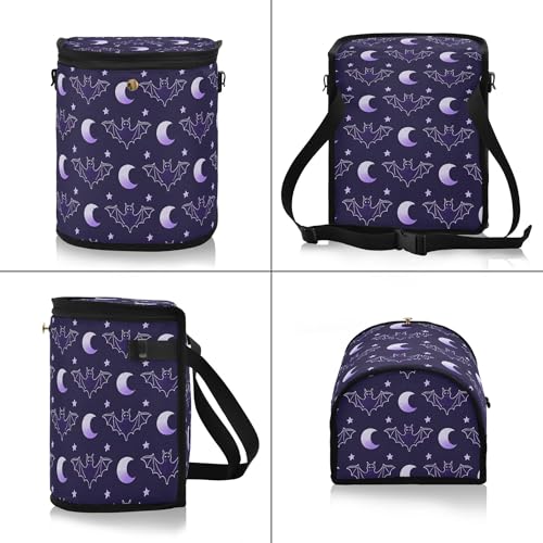 Image of MNSRUU Car Trash Can with Lid, Bats Moon Car Trash Bag Hanging Organizers and Storage for Front Back Seat, Leak-Proof Trash Bin
