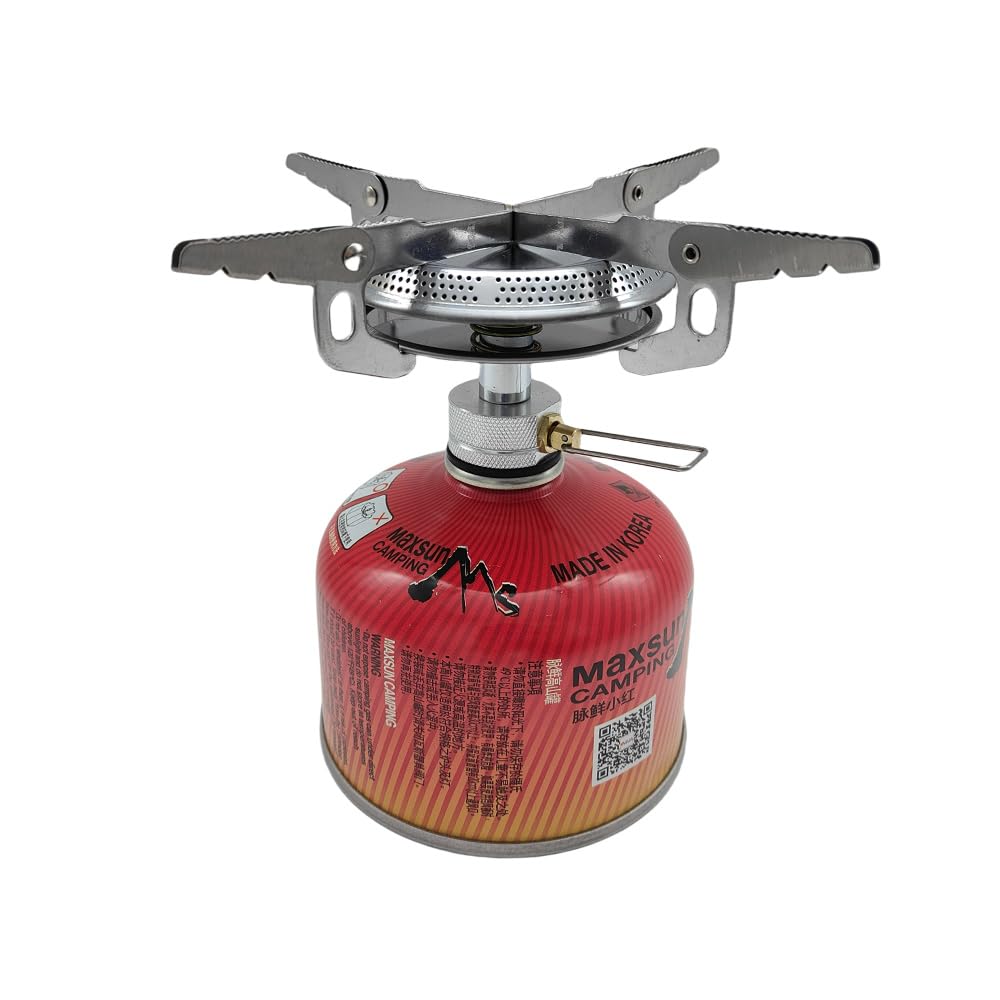 Catermos Portable Camping Gas Stove Burner, Mini Windproof Backpacking Stove Outdoor Cooker with Stove Connector Storage Bag for Outdoor Hiking Picnic BBQ Cooking Cookout Travel