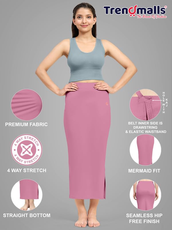 Image of TRENDMALLS Women's Polyester Spandex Stretchable Straight Saree Shapewear Petticoat for Women, Cotton Blended, Skirts for Women, Saree Shaper