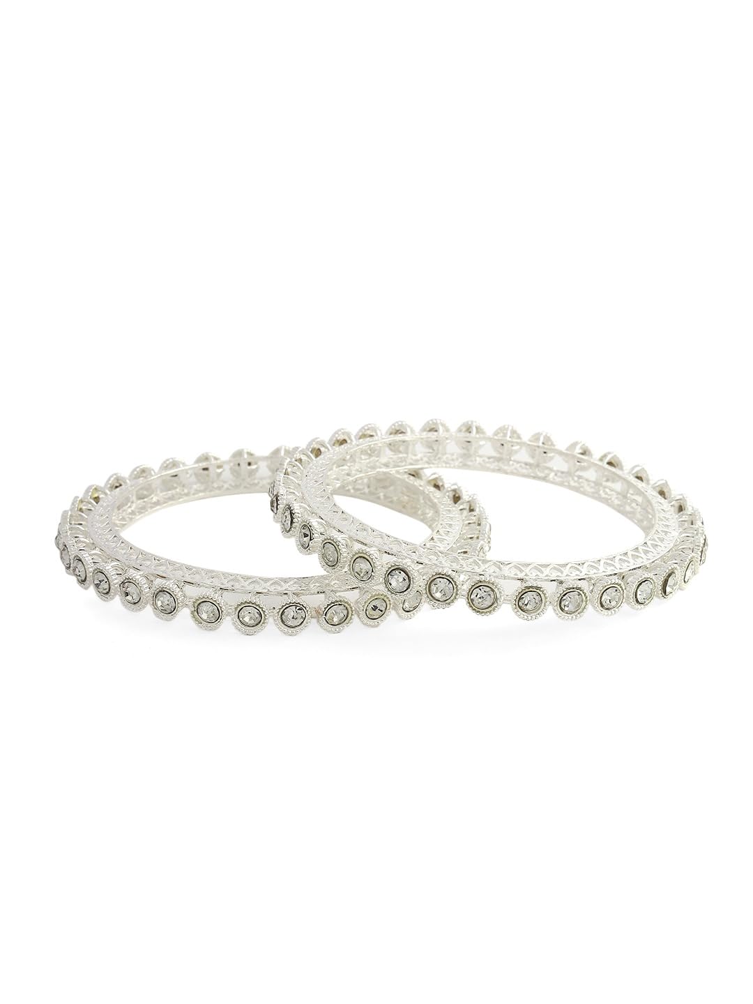 LAVAZZA Traditional Metal with Zircon Stone Polki Design Bangles Kada Set For Women & Girls | Silver Bangles | Womens Bangles | Diamond Kada | diamond kangan-(LV_RH5-Silver-2.6) (B0DDCQDC93) Amazon Price History, Amazon Price Tracker