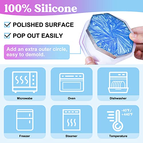 Let'S Resin ELR00207 18 Pcs Coaster Resin Molds Silicone thumb #2