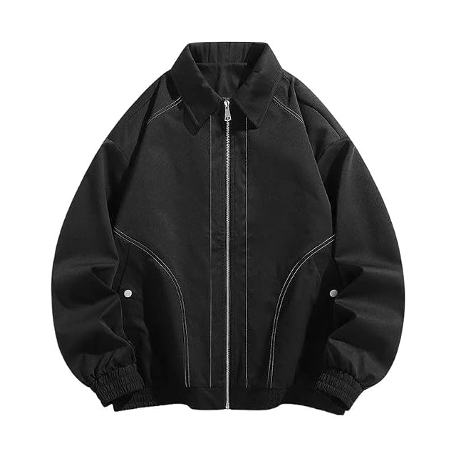 Men Motorcycle Jackets All-Match Lapel Men Solid Long Sleeves Coats