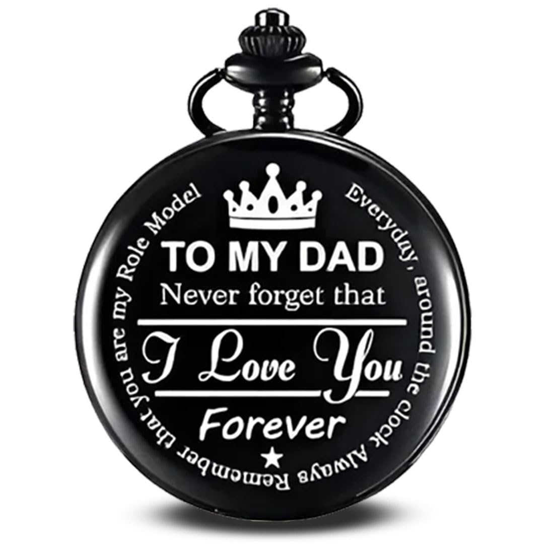 Dad Pocket Watch - Gift for Christmas, Christmas Day, Birthday, Anniversary, Gift for Father, Dad, Papa, Father-in-Law, Father's Day Gift for Father